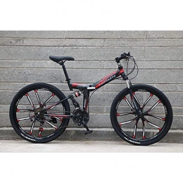  Folding Bike Novokart-Foldable Sports / Mountain Bike 24 Inches 10 Cutter Wheel, Black&Red