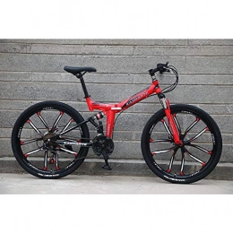  Folding Bike Novokart-Foldable Sports / Mountain Bike 24 Inches 10 Cutter Wheel, Red