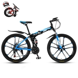 STRTG Bike Outdoor Bicycle, Folding Outroad Bicycles, Full Suspension MTB, 24 * 26 Inch 21 Speed Men Women Folding Bike, Folded In 10 Seconds, Mini Folding Mountain Bike