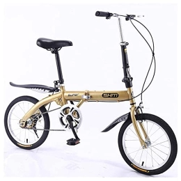  Folding Bike Outdoor sports 16" Lightweight Alloy Folding City Bike Bicycle, Dual VStyle Brakes (Color : Gold)