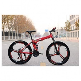  Folding Bike Outdoor sports Bike 24 Speed, Mountain Bike, 16Inch Bicycle, Folding Bike Disc Brakes, Carbon Steel Frame, Fork Suspension Can Be Locked (Color : Red)