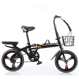  Folding Bike Outdoor sports Folding Bike 16 Inch Women's Variable Speed Shock Absorber Adult Super Light Children's Student Bicycle with Basket And High Carbon Steel Frame (Color : Red)