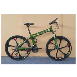  Folding Bike Outdoor sports Folding Mountain Bike Folding Bicycle Double Shock Absorption And Disc Brakes Shift Adult Male And Female Students 26 Inch 27 Speed (Color : Green)