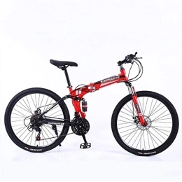 QCLU Bike QCLU 24 / 26 Inch Folding Mountain Bike Mini Lightweight Folding Bike Adult Student Bicycle Small Portable Bicycle, Trekking Bike Men Bike Girls Bike, 21 Speed (Color : Red, Size : 26 inch)