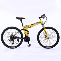 QCLU Bike QCLU 24 / 26 Inch Folding Mountain Bike Mini Lightweight Folding Bike Adult Student Bicycle Small Portable Bicycle, Trekking Bike Men Bike Girls Bike, 21 Speed (Color : Yellow, Size : 24 inch)