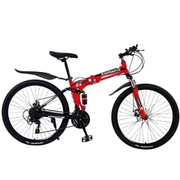 QCLU Bike QCLU 24 Inch Folding Mountain Bike, Lightweight Mini Folding Bike Adult Student Bicycle Small Portable Bicycle (Color : Red)