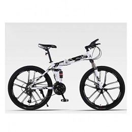 Qj Folding Bike Qj Mountain Bike, City Bike, 27 Speed Change, Disc Brakes, Double Shock Absorbing Off-Road Racing, City 26 Inch Frame Bike, White