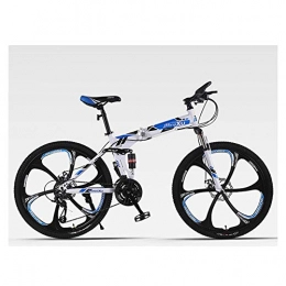 Qj Folding Bike Qj Mountain Bike High-Carbon Steel 26 Inch Mountain Bike 24 Speed Off-Road Adult Speed Mountain Men And Women Bicycle, Blue