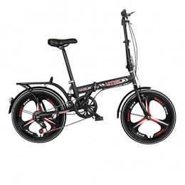 QLHQWE Folding Bike QLHQWE Folding Bicycle 20 Inch Three Knife Wheel Shifting Shock Absorption Adult Student Bike Men and Women, Black