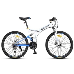 QMMD Bike QMMD Adult Mountain Bikes, 26-Inch Foldable Frame Hardtail Mountain Bike, Full Suspension, Men's High-carbon Steel Mountain Trail Bike, All Terrain Mountain Bike, 26 inch blue, 24 speed