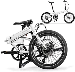 RENXR Folding Bike RENXR 20" Foldable Bicycle 8-Speed Folding Mountain Bike, With Double Disc Brake, Unisex Lightweight Commuter Bike For Men / Women, White