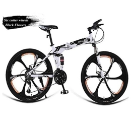 RPOLY Folding Bike RPOLY Mountain Bike Folding Bikes, 27-Speed Folding Bicycle, Dual Shock Disc Brake, Adult Off-road Variable Speed Racing Bike, Black_24 Inch