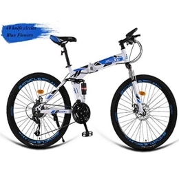 RPOLY Folding Bike RPOLY Mountain Bike Folding Bikes, Folding Bicycle Adult Folding Bike 21-Speed Spoke wheel Folding Bike Great for Urban Riding and Off-road, Blue_24 Inch