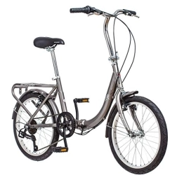 Schwinn Bike Schwinn Loop Adult Folding Bike for Men and Women, 20-inch Wheels, 7-Speed Drivetrain, Rear Cargo Rack, Carrying Bag, Silver