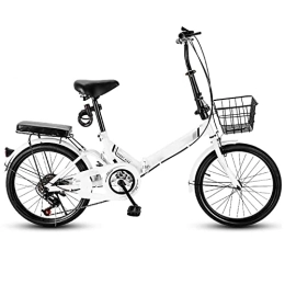 SLDMJFSZ Bike SLDMJFSZ 20 inch Adult Bicycles, Carbon Steel Frame Variable Speed Portable Folding Bike City Bicycle Mountain Bike 150kg, white