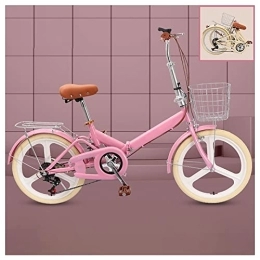 SLDMJFSZ Folding Bike SLDMJFSZ 20 inch Unisex Foldable Bicycle, Carbon Steel Frame Variable Speed Folding Bike City Bicycle Strong Shock Resistance 150kg, pink