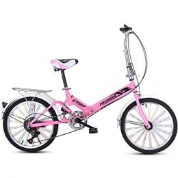 SXRKRZLB Bike SXRKRZLB Folding Bikes 20 Inch Lightweight Alloy Folding Bicycle City Commuter Variable Speed Bike, with Colorful Wheel, 13kg - 20AF06B (Color : Pink)