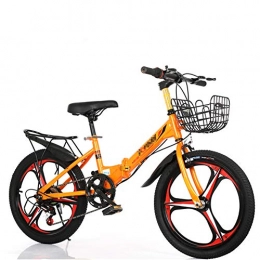 SYCHONG Bike SYCHONG Child Mountain Bike Variable Speed Folding Bicycle Child MTB Three-Knife Wheel Double Brake, Orange, 16inch