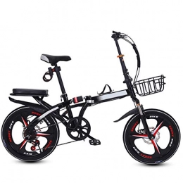 SYCHONG Folding Bike SYCHONG Folding Bicycle, Ultra Light Portable Variable Speed Small Bicycle, Double Shock Absorption, Double Disc Brake, Black, 16inches