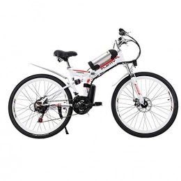 SYLTL Bike SYLTL 24 / 26 Inch Folding E-bike with 8AH Lithium-Lon Battery Mountain Cycling Bicycle Adult Power Mountain Bike, White, 24inches