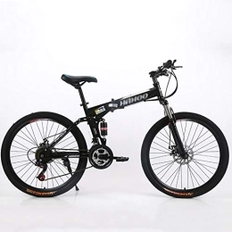 TOPYL Folding Bike TOPYL Folding Mountain Bike For Adults, Suspension Fork Shock Absorpicn Mountain Bicycle, Men's Folding Mountain Bikes Black 26", 24-speed