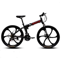 TOPYL Folding Bike TOPYL Folding Mountain Bikes, Dual-suspension Adult Mountain Bike, Men's Disc Brake All Terrain Mountain Bicycle Black 24", 27-speed