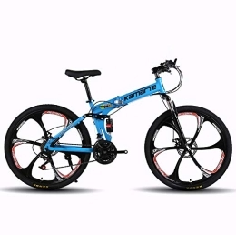 TOPYL Bike TOPYL Man'Mountain Bike, Lightweight Full Suspension Mountain Bike, 26 Inch Folding Bicycle Commuter City Bike Man MTB Bike Disc Brakes Bicycle Blue-6 Spoke 27 Speed