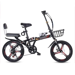 TZYY  TZYY 20in 7 Speed Bicycle Urban Environment, Lightweight Foldable Bike With Storage Basket Rear Carry Rack, Loop Adult Folding Bike Black 20in