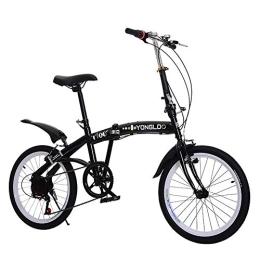 TZYY  TZYY 7 Speed Lightweight Folding City Bicycle, Urban Commuter, Outdoor Folding Bike For Adults, Portable Unisex Bike With V Brake Black 18in