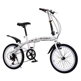 TZYY  TZYY 7 Speed Lightweight Folding City Bicycle, Urban Commuter, Outdoor Folding Bike For Adults, Portable Unisex Bike With V Brake White 18in