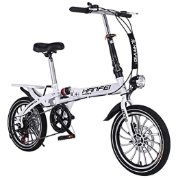 TZYY Folding Bike TZYY Mini Compact City Folding Bike, 7 Speed Folding Bicycle Urban Commuter With Back Rack White 16in