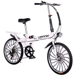 TZYY  TZYY Mini Compact City Folding Bike, 7 Speed Folding Bicycle Urban Commuter With Back Rack White 20in