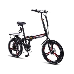 TZYY  TZYY Portable Adult Student Bike, 20in Folding City Bicycle, Ultra Light Suspension Foldable Bicycle 7 Speed, Loop Adult Folding Bike Black 20in