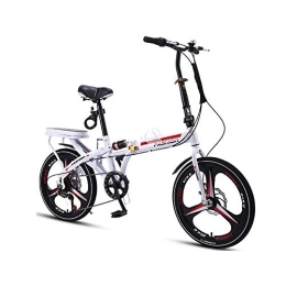 TZYY  TZYY Portable Adult Student Bike, 20in Folding City Bicycle, Ultra Light Suspension Foldable Bicycle 7 Speed, Loop Adult Folding Bike White 20in