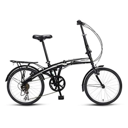 TZYY  TZYY Unisex Foldable Bike Lightweight Rear Carry Rack, 20in Folding City Bicycle 7 Speed, Adjustable Seat Height, Compact Foldable Bicycle A 20in