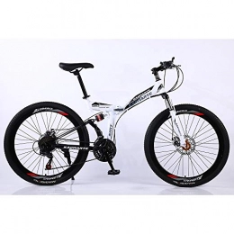 VANYA Folding Bike VANYA Folding Mountain Bike 24 / 26 Inch 27 Speed Double Shock Absorption Off-Road Portable Bicycle Unisex, White, 26inches