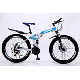 VANYA Folding Bike VANYA Folding Mountain Bike 24 / 26 Inch 30 Speed Portable Off-Road Bicycle Double Shock Absorption Unisex Cycle, Blue, 24