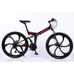 VANYA Folding Bike VANYA Folding Mountain Bike 26 / 24 Inch 27 Speed Double Disc Brake Shock Absorption Variable Speed Off-Road Bicycle, Black, 26inches