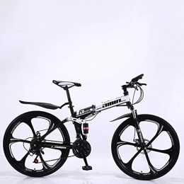 VANYA Folding Bike VANYA Mountain Folding Bike 24 / 26 Inch 30 Speed Off-Road Cycle Double Shock Absorption Men And Women Bicycle, Black, 24