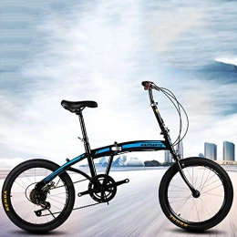 VANYA Folding Bike VANYA Portable Folding Mountain Bike 26 Inch 7 Speed Spoke Wheel Variable Speed Off-Road Bicycle, blackblue