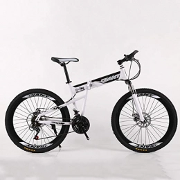 VANYA Bike VANYA Variable Speed Folding Mountain Bike 30 Speed Commuter Bicycle Suspension Double Disc Brake 24 / 26 Inch Optional, White, 24inches