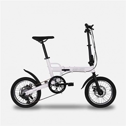 W&TT Folding Bike W&TT 16 Inches Folding Bike for Adult and Boy Import SHIMANO 6 Speed Aluminum Alloy Frame City Commuter Bicycle with Dual Disc Brake, White, 16Inch