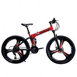 W&TT Folding Bike W&TT Adults Mountain Bike 21 / 24 / 27 Speeds Off-road Double Shock Absorption Bicycle 24 / 26 Inch High Carbon Soft Tail Folding Bicycle with Dual Disc Brakes, Red, A26Inch24S