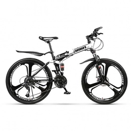 W&TT Folding Bike W&TT Folding Mountain Bike Adults High Carbon Soft Tail Off-road Bicycle 21 / 24 / 27 / 30 Speeds Dual Disc Brakes Bike 24 / 26 Inch, Black, 26Inch30S