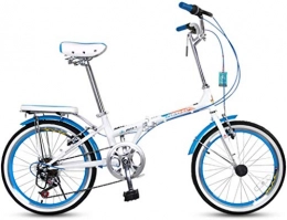 WSJ Folding Bike WSJ City Bike 20 Inch 7-Speed Commuter Bicycle Fold High Carbon Steel Frame For Unisex Adult