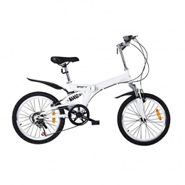 WZB Folding Bike WZB 20" Adult Folding Bik, Hardtail Bicycle for a Path, Trail & Mountains, Black, Steel Frame Adjustable Seat, in 4 Colors, White