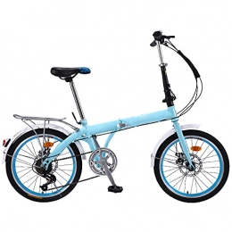 WZHSDKL Folding Bike WZHSDKL Folding Bike Blue Mountain Bike Suitable 7 Speed, Wheel Dual Suspension, For Mountains And Roads Adjustable Seat, Height And Save Space Better