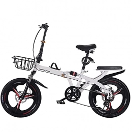 WZHSDKL Folding Bike WZHSDKL Mountain Bike Breathable And Smooth Soft Cushion, Wear-resistant Tires Bicycl Low Friction, White Folding Bike Dustproof, Effortless Riding(Size:20 inches)