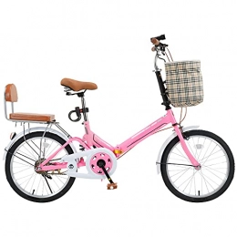 WZHSDKL Folding Bike WZHSDKL Mountain Bike Folding Bike 7 Speed And Save Space Better Pink Like, With Basket And Back Seat For Mountains And Roads, Height Adjustable Seat