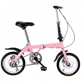 WZHSDKL Folding Bike WZHSDKL Mountain Bike Pink Bicycl Dustproof Wear-resistant, Effortless Riding, Breathable And Smooth Soft Cushion, Tires Low Friction 16 Inches Folding Bike